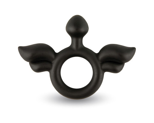 Черное эрекционное кольцо с крыльями Rooster Jeliel Angel