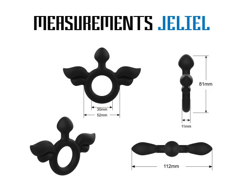 Черное эрекционное кольцо с крыльями Rooster Jeliel Angel