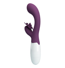 Сливовый вибратор Butterfly Kiss с загнутой головкой - 19,9 см.