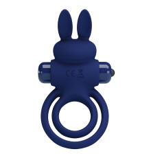 Синее эрекционное кольцо с вибростимуляцией клитора Powerful Ring