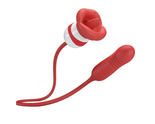 Красное продолговатое виброяицо Ashlynn с клиторальным стимулятором