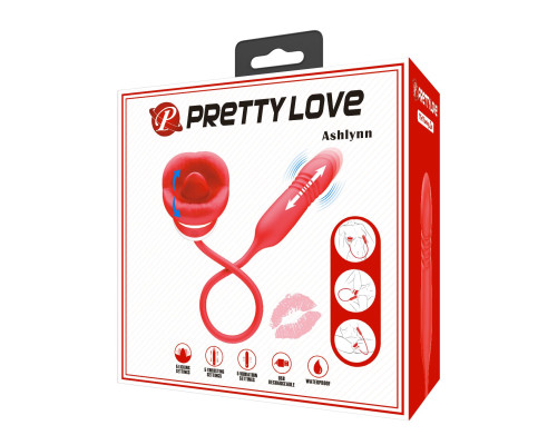 Красное продолговатое виброяицо Ashlynn с клиторальным стимулятором
