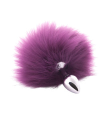 Металлическая анальная пробка с фиолетовым хвостом