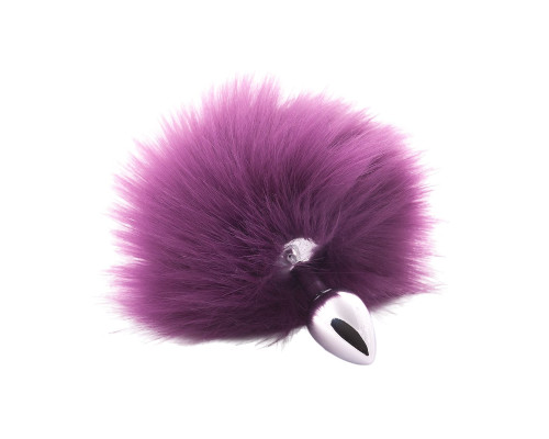 Металлическая анальная пробка с фиолетовым хвостом