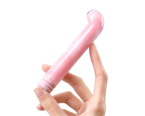 Розовый компактный вибратор из стекла Magic Cane - 12 см.
