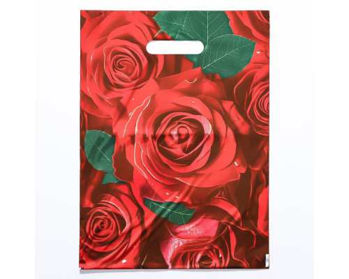 Пакет с цветочным принтом и вырубной ручкой (30х40 см)