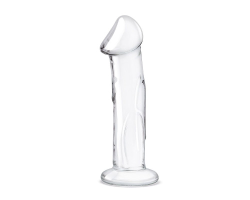 Прозрачный стеклянный фаллоимитатор 6’’ Glass Dildo With Veins   Flat Base - 15,2 см.