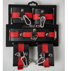 Черно-красный набор фиксаций: наручники, оковы и ошейник