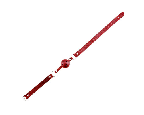 Красный кляп-шар Discretion на регулируемых ремешках