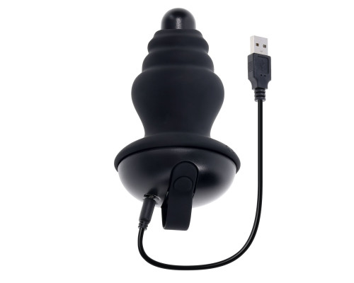 Черный вибростимулятор со съёмной насадкой Echo - 15,3 см.