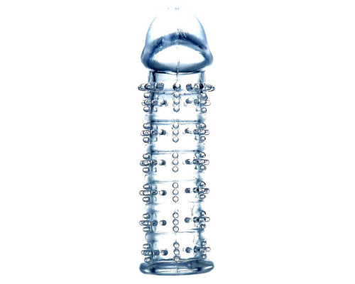 Прозрачная насадка на пенис с рельефом - 12 см.