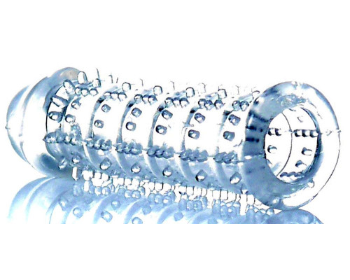 Прозрачная насадка на пенис с рельефом - 12 см.