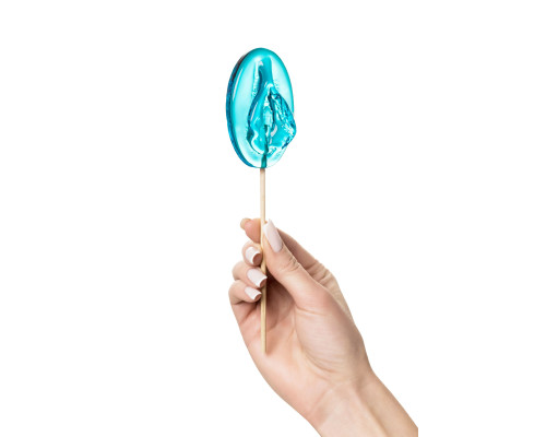 Леденец в форме вагины со вкусом блю кюрасао - 50 гр.