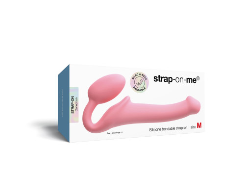 Розовый безремневой страпон Strap-on-me Semi-Realistic Bendable Strap-On size M