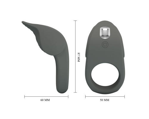 Серое эрекционное кольцо с вибростимуляцией клитора Alto