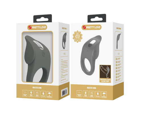 Серое эрекционное кольцо с вибростимуляцией клитора Alto