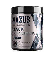 Черные утолщенные презервативы MAXUS Extra Strong с железным кейсом - 15 шт.
