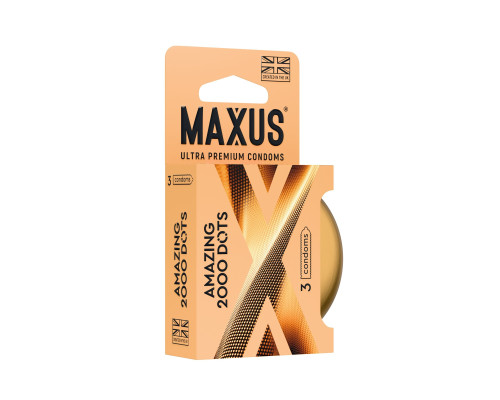 Точечные презервативы MAXUS 2000 Amazing Dots с железным кейсом - 3 шт.
