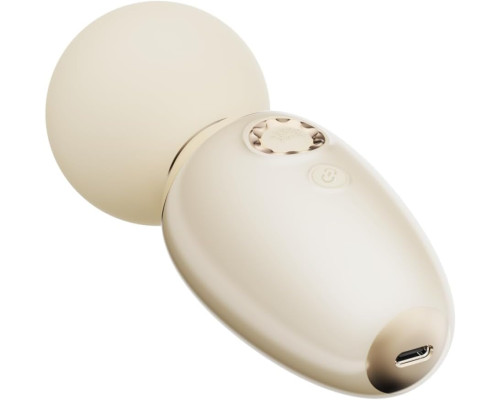 Бежевый мини-вибратор с функцией нагрева Ava