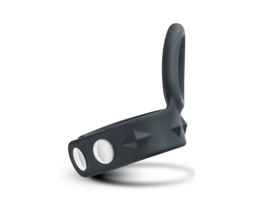 Черное эрекционное кольцо с подхватом мошонки на кнопках VS6