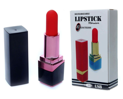 Черный мини-вибратор в форме помады