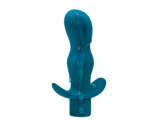 Бирюзовая анальная пробка с вибрацией Satisfaction - 11,5 см.