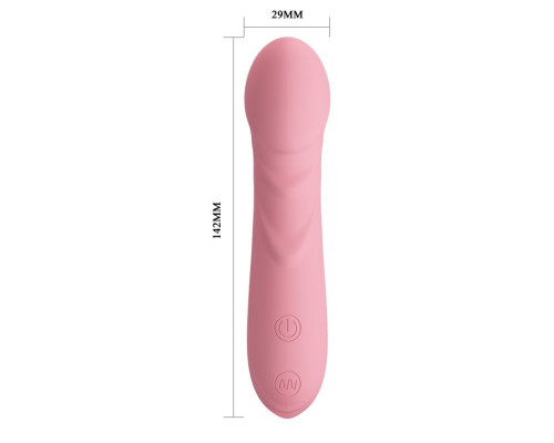 Нежно-розовый перезаряжаемый вибромассажер Candice - 14,2 см.