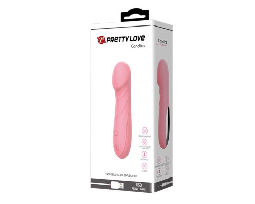 Нежно-розовый перезаряжаемый вибромассажер Candice - 14,2 см.