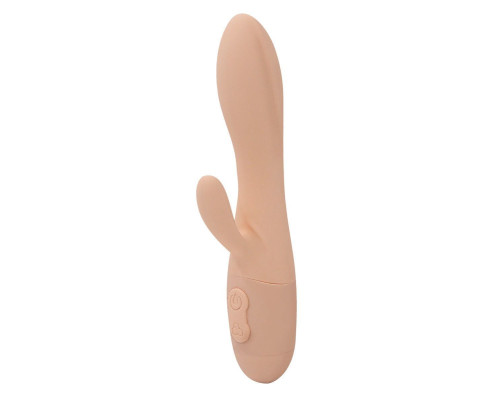 Телесный вибратор Kiara с клиторальным отростком - 18,3 см.