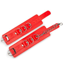 Красные наручники на застежках с цепочкой