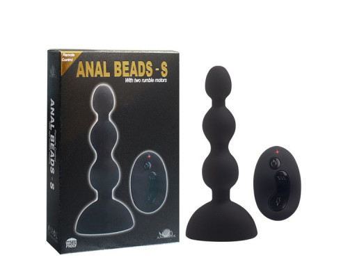 Черный анальный вибростимулятор Anal Beads S с пультом ДУ - 14,5 см.