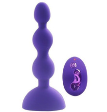 Фиолетовый анальный вибростимулятор Anal Beads S с пультом ДУ - 14,5 см.