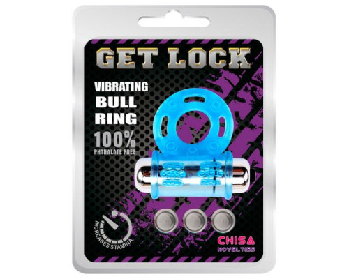 Голубое эрекционное виброкольцо Get Lock