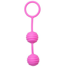 Розовые вагинальные шарики с ребрышками Pleasure Balls