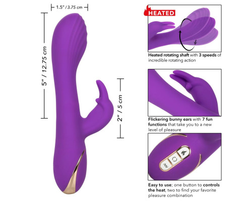 Фиолетовый вибратор-кролик с нагревом Jack Rabbit Signature Heated Silicone Rotating - 21,5 см.