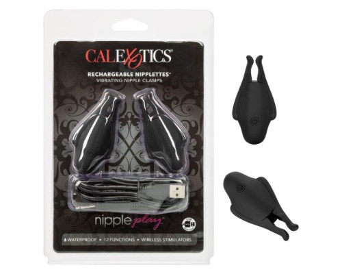 Черные виброзажимы для сосков Nipple Play Rechargeable Nipplettes