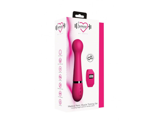 Розовый вибромассажер Kegel Wand - 18,5 см.