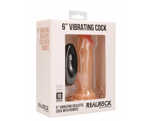 Телесный вибратор-реалистик Vibrating Realistic Cock 6  - 15 см.