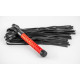 Черная кожаная плеть с красной ручкой - 50 см.