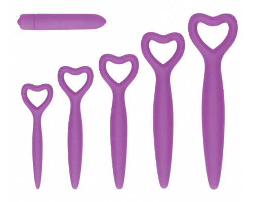 Набор фиолетовых вагинальных расширителей с вибропулей Silicone Vaginal Dilator Set