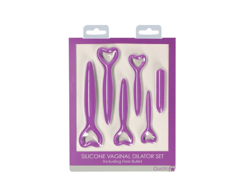 Набор фиолетовых вагинальных расширителей с вибропулей Silicone Vaginal Dilator Set