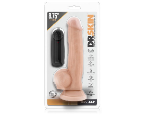 Телесный вибратор-реалистик Dr. Jay  8.75 Inch Vibrating Cock - 22,2 см.