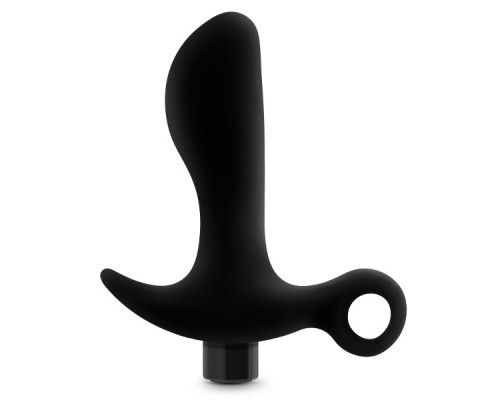 Черный анальный вибратор Silicone Vibrating Prostate Massager 01 - 10,8 см.