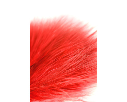 Красная пуховая щекоталка - 13 см.