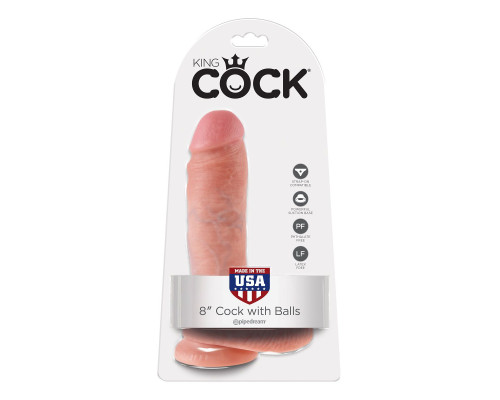 Телесный фаллоимитатор 8  Cock with Balls - 21,3 см.