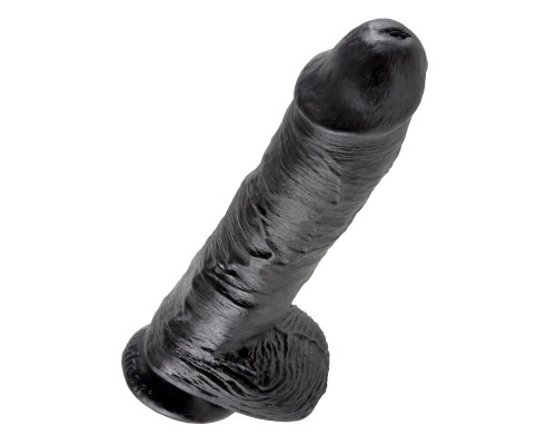 Реалистичный чёрный фаллоимитатор-гигант 10  Cock with Balls - 25,4 см.