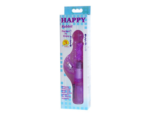 Фиолетовый хай-тек вибратор Happy Bunny - 22,5 см.