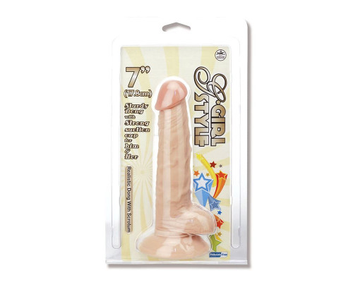 Телесный фаллоимитатор на присоске G-GIRL STYLE 7INCH DONG WITH SUCTION CAP - 17,8 см.