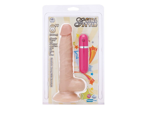 Телесный вибратор-реалистик на присоске G-GIRL STYLE 8INCH VIBRATING DONG - 20,3 см.