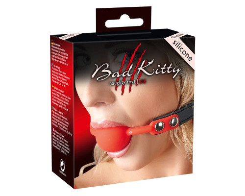 Силиконовый кляп-шар на чёрных ремешках Red Gag silicone